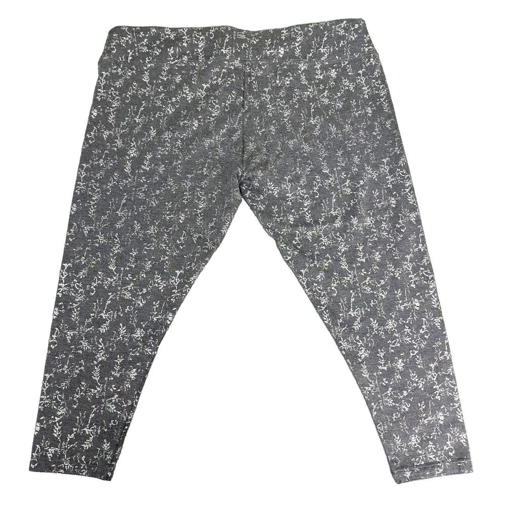 Soft Surroundings Womens Leggings 2X Cropped Gray Floral Silver Foulard 21.5" - Picture 3 of 7